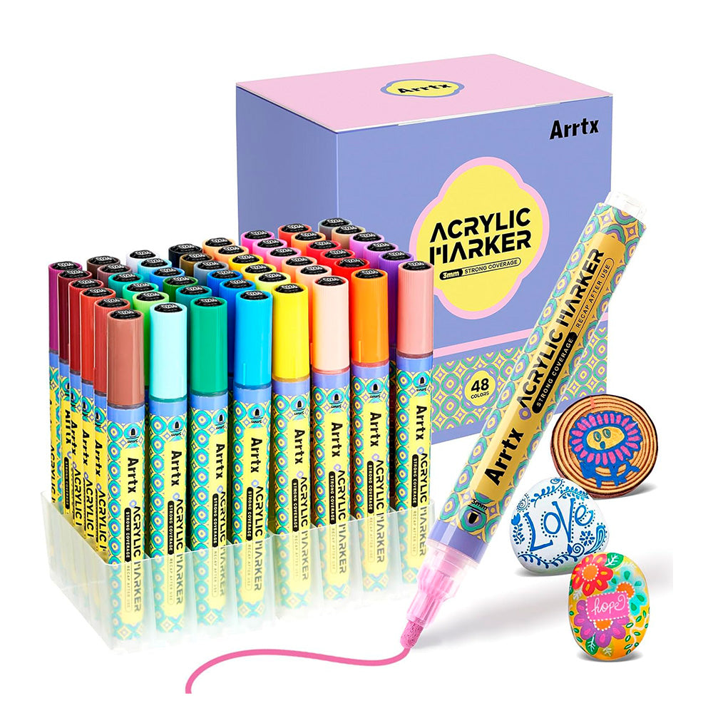 Marcadores acrílicos ARRTX | 48 COLORES PUNTA DE REDONDA