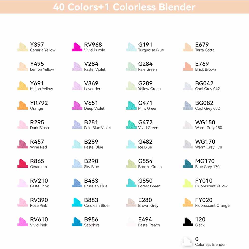 OHUHU SERIE OAHU | 40 MARCADORES COLORES DE ALCOHOL + 1 BLENDER BISELADA & FINA