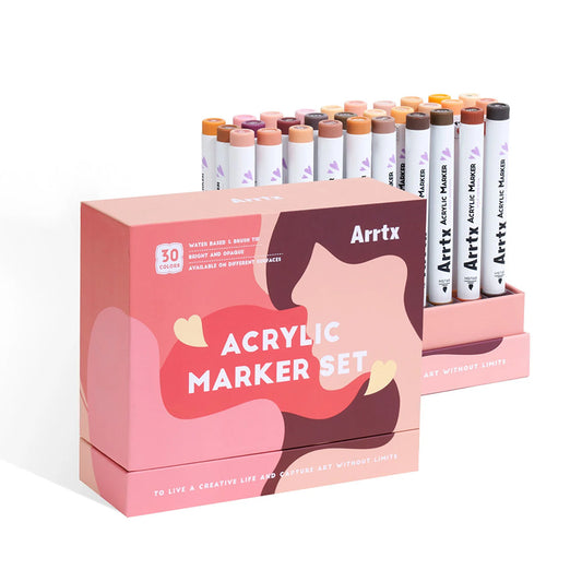 Marcadores acrílicos ARRTX | 30 COLORES 30C PUNTA DE PINCEL (TONOS PIEL) - Cami Rojas Letelier