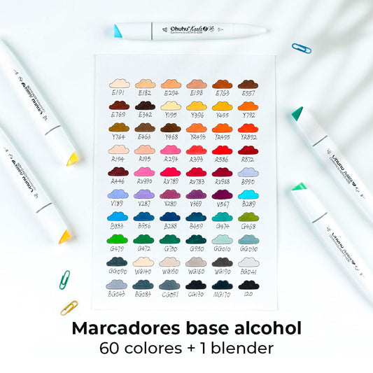 OHUHU KAALA B 60 MARCADORES DE ALCOHOL | MINI PINCEL Y BISELADA FINA - Cami Rojas Letelier