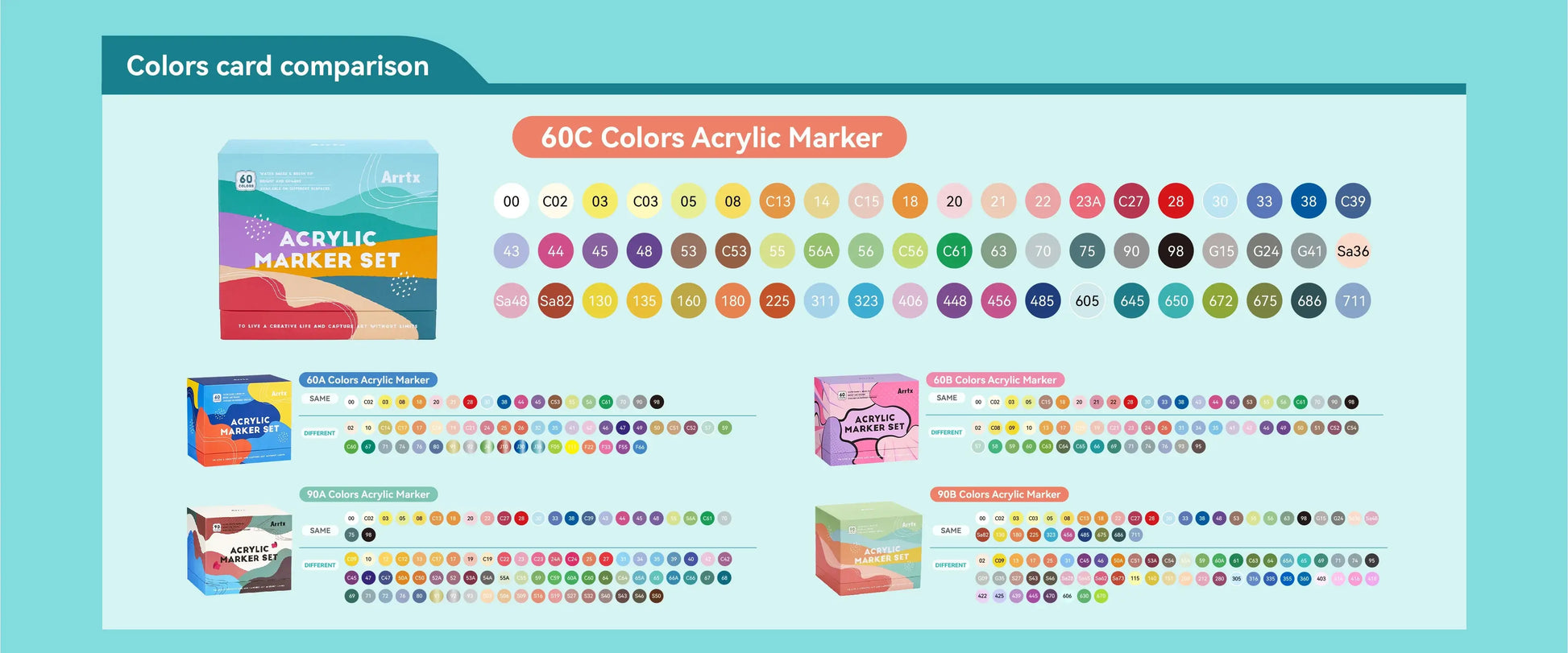 Marcadores acrílicos ARRTX | 60 COLORES PAISAJISMO PUNTA PINCEL+ ENVIO GRATIS - Cami Rojas Letelier