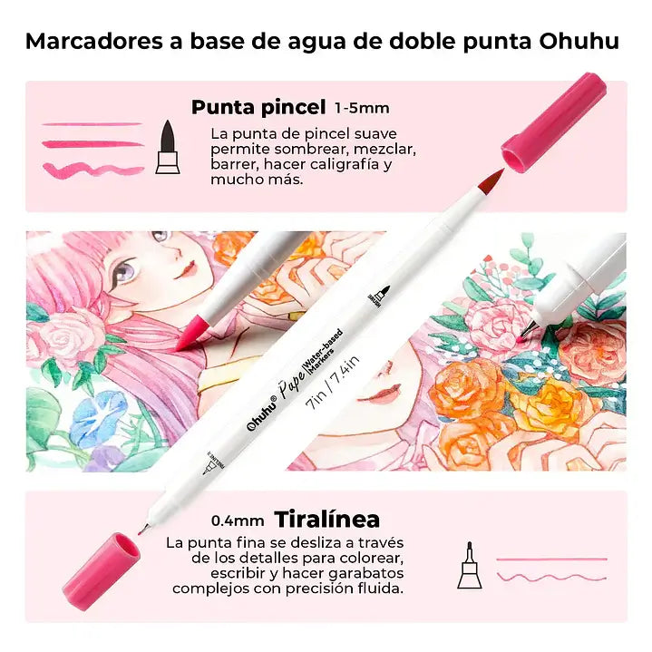 Marcadores Doble punta PUPE OHUHU 120 colores + envío GRATIS