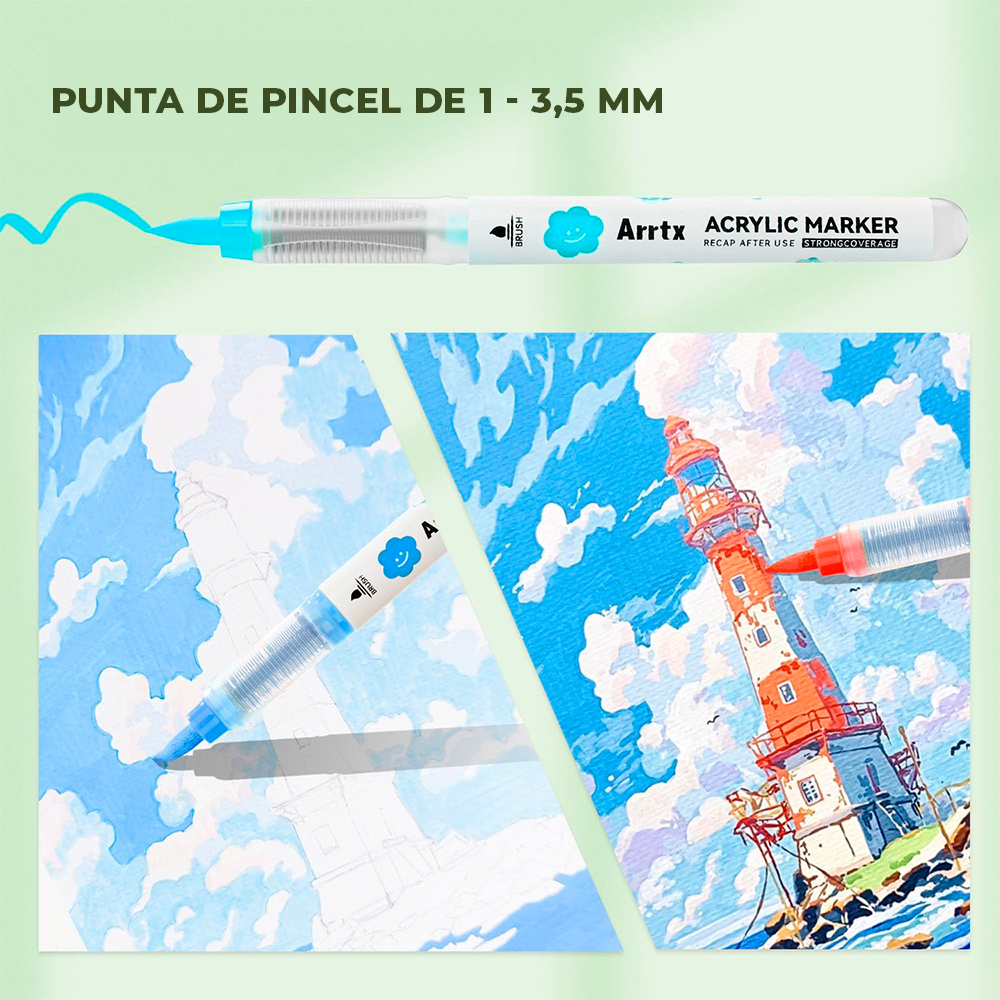 Marcadores acrílicos ARRTX | 36 colores punta pincel (tinta líquida)