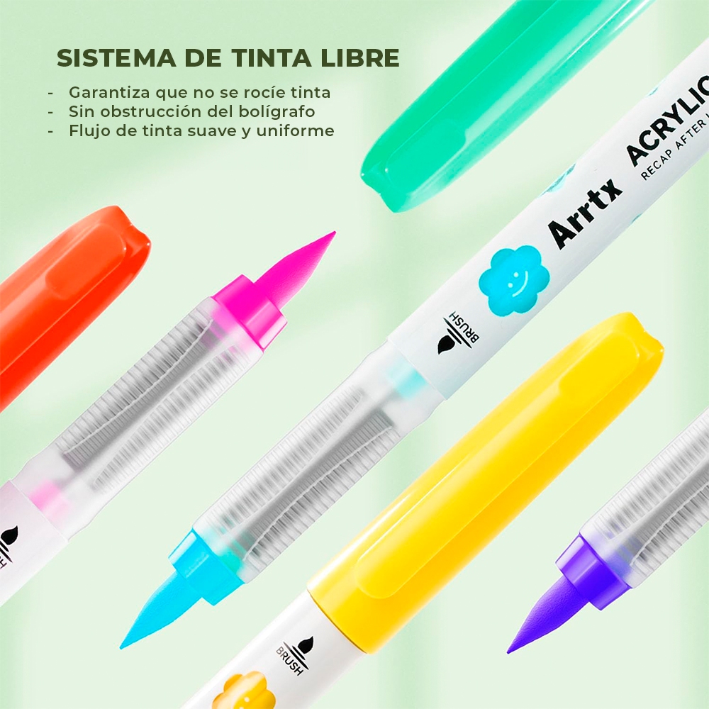 Marcadores acrílicos ARRTX | 36 colores punta pincel (tinta líquida)