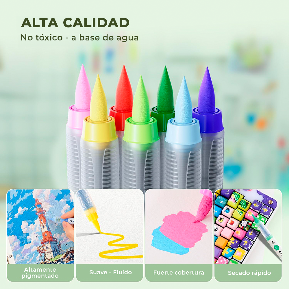Marcadores acrílicos ARRTX | 36 colores punta pincel (tinta líquida)