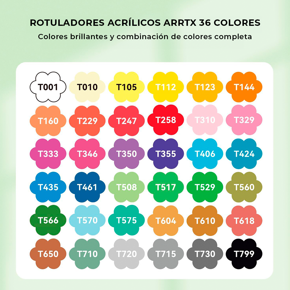 Marcadores acrílicos ARRTX | 36 colores punta pincel (tinta líquida)