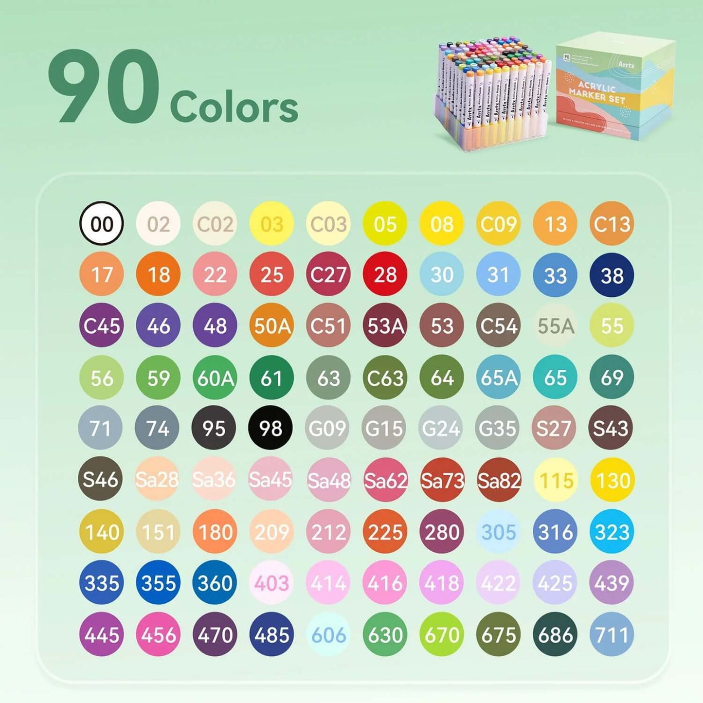 Marcadores acrílicos ARRTX | 90 COLORES PAISAJISMO PUNTA PINCEL+ ENVIO GRATIS - Cami Rojas Letelier