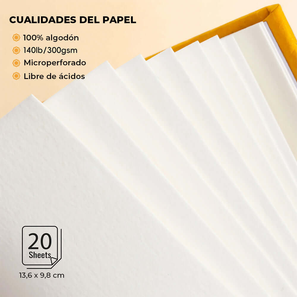 Libreta acuarela Arrtx- hojas 100% algodón - Cami Rojas Letelier