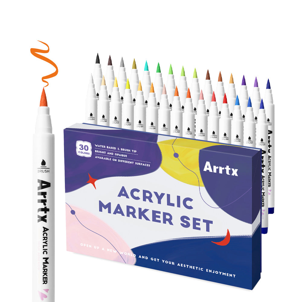Marcadores acrílicos ARRTX | 30 COLORES 30B PUNTA DE PINCEL