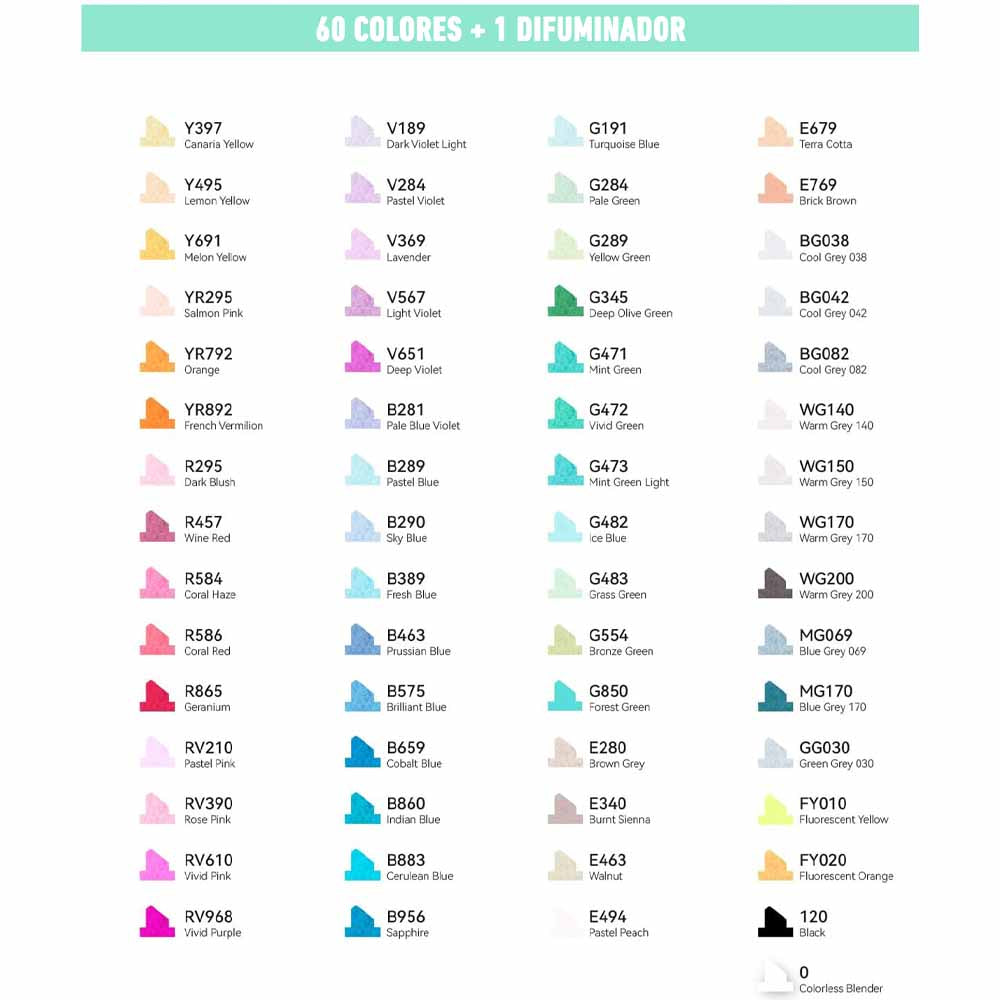 OHUHU SERIE OAHU |60 MARCADORES COLORES DE ALCOHOL + 1 BLENDER BISELADA & FINA