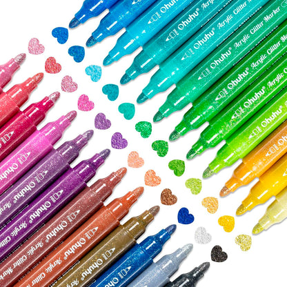OHUHU 24 MARCADORES GLITTER METÁLICOS PURPURINA PUNTA 3MM