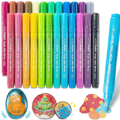 OHUHU 24 MARCADORES GLITTER METÁLICOS PURPURINA PUNTA 3MM