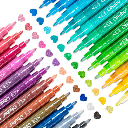 OHUHU 24 MARCADORES GLITTER METÁLICOS PURPURINA PUNTA 0,7MM