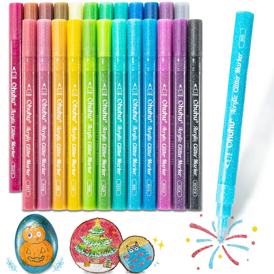 OHUHU 24 MARCADORES GLITTER METÁLICOS PURPURINA PUNTA 0,7MM