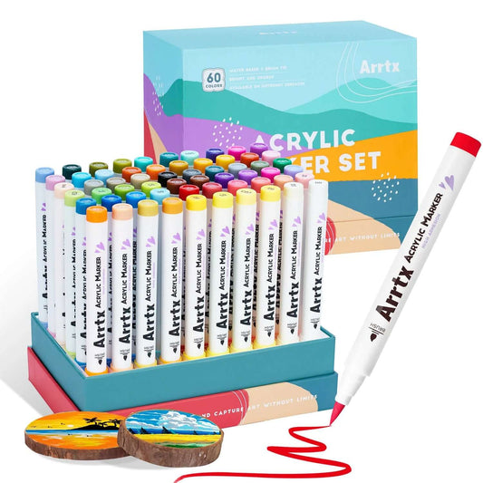 Marcadores acrílicos ARRTX | 60 COLORES PAISAJISMO PUNTA PINCEL+ ENVIO GRATIS en presentación colorida.