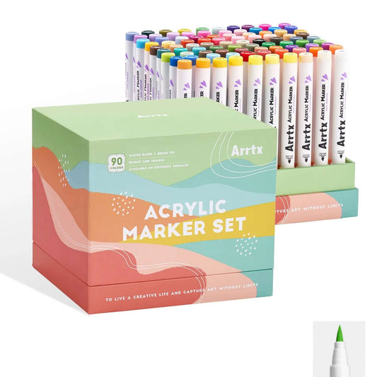 Marcadores acrílicos ARRTX | 90 COLORES PAISAJISMO PUNTA PINCEL+ ENVIO GRATIS en un set colorido.
