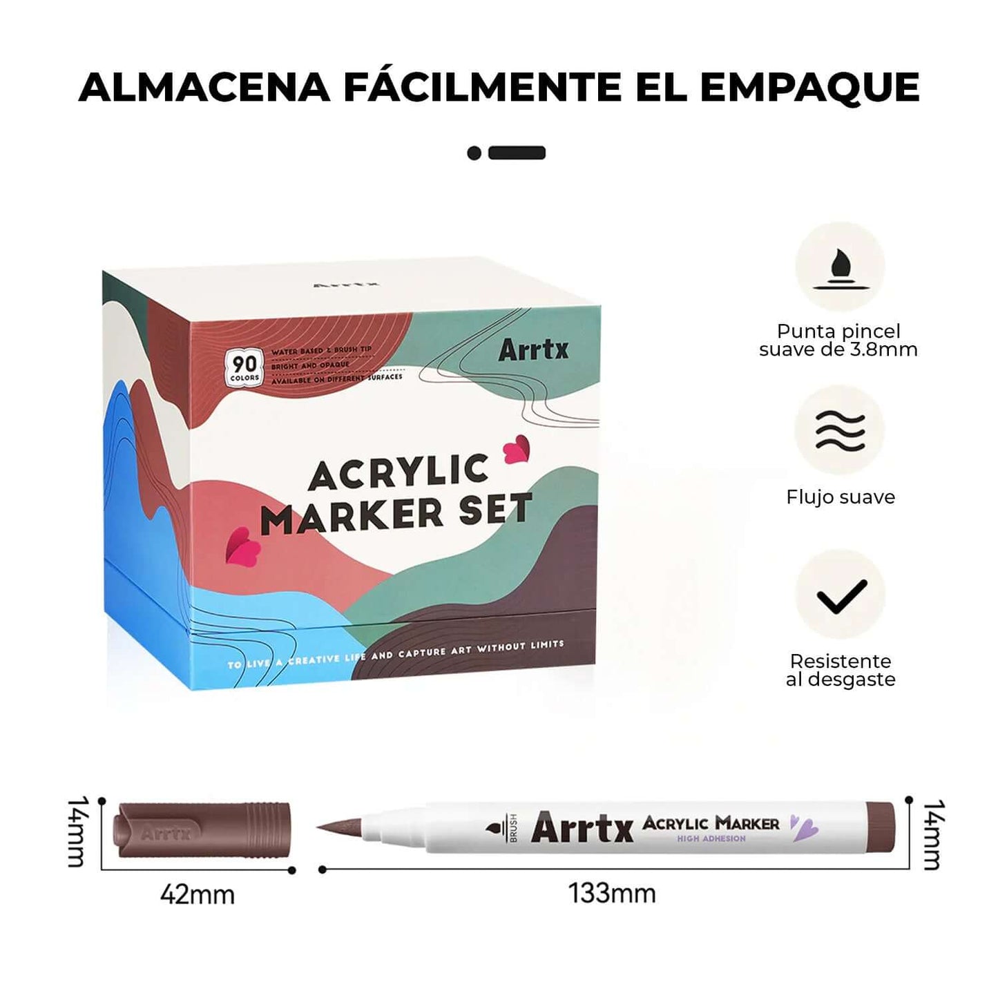 Marcadores acrílicos ARRTX | 90 COLORES PUNTA PINCEL+ ENVIO GRATIS: Set de marcadores acrílicos con punta pincel.