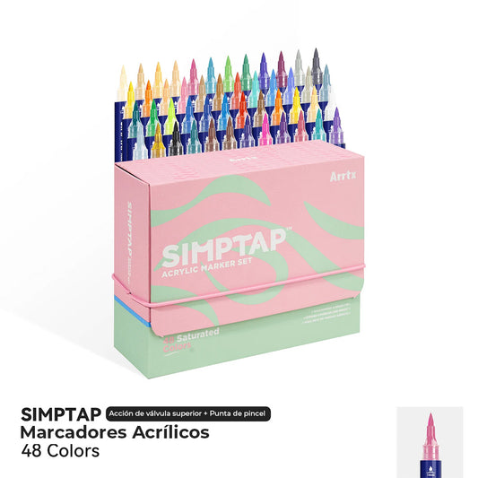 Marcadores acrílicos SIMPTAP ARRTX | 48 COLORES PUNTA DE PINCEL - Cami Rojas Letelier