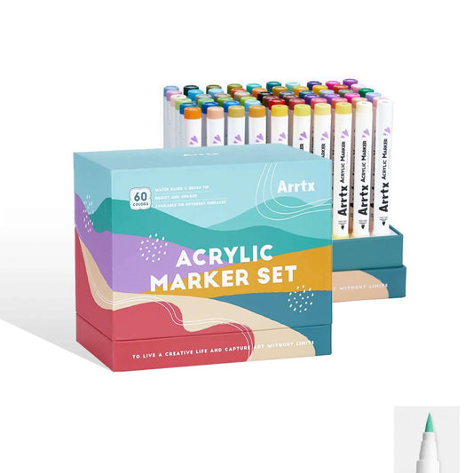 Marcadores acrílicos ARRTX | 60 COLORES PAISAJISMO PUNTA PINCEL+ ENVIO GRATIS en un atractivo set de arte.